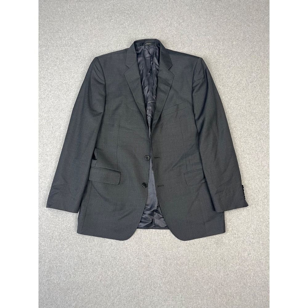Ermenegildo Zegna Blazer Mens 42L Black Pinstripe Slim Fit‎ Wool Made USA
